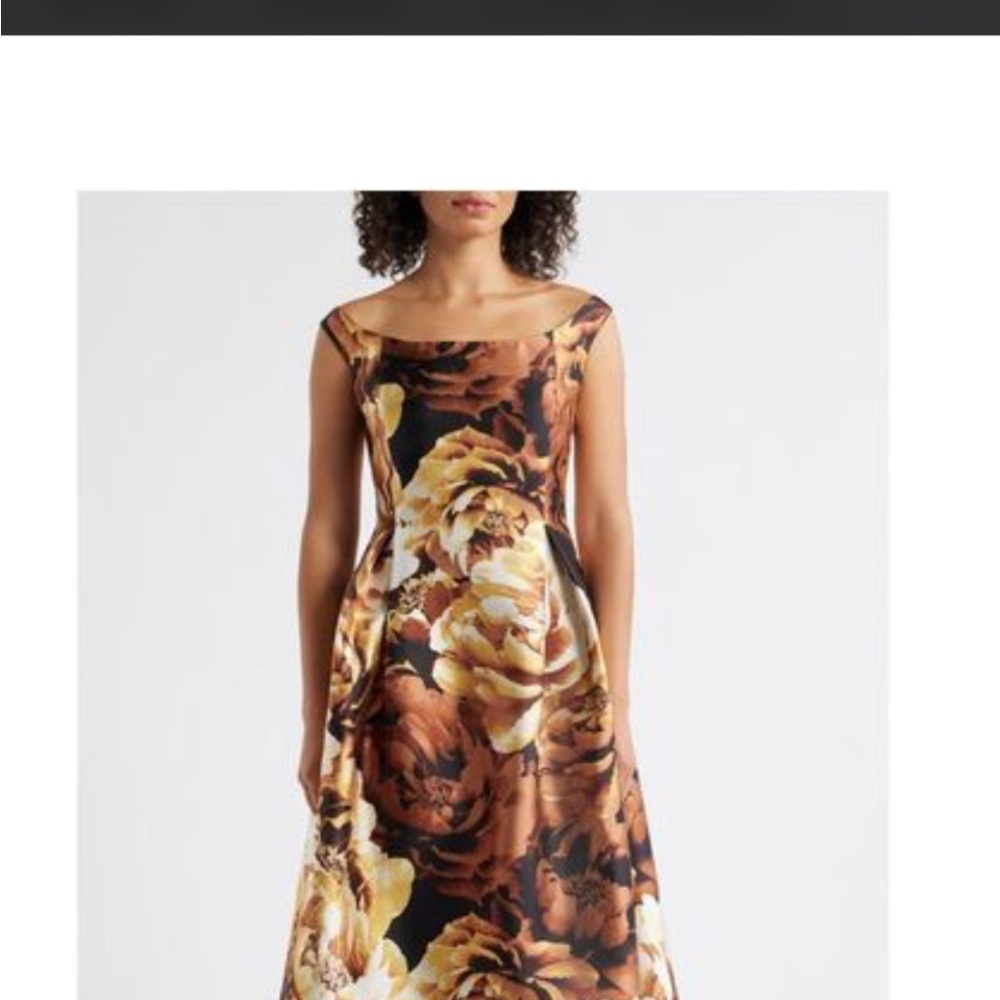 Gorgeous NWT Julia Jordan Brown Floral Off The Shoulder Cocktail Dress Size 6